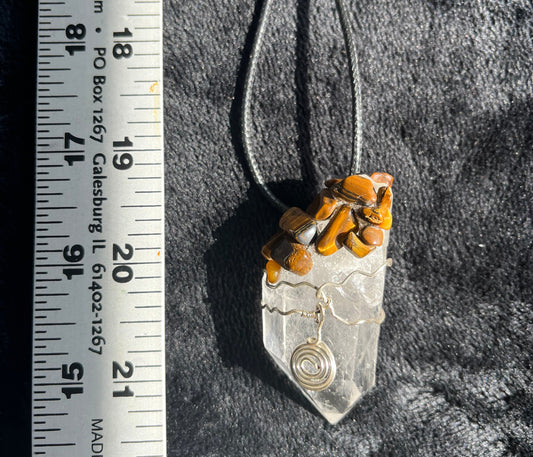 Arkansas Quartz - Tiger-eye Design Pendant