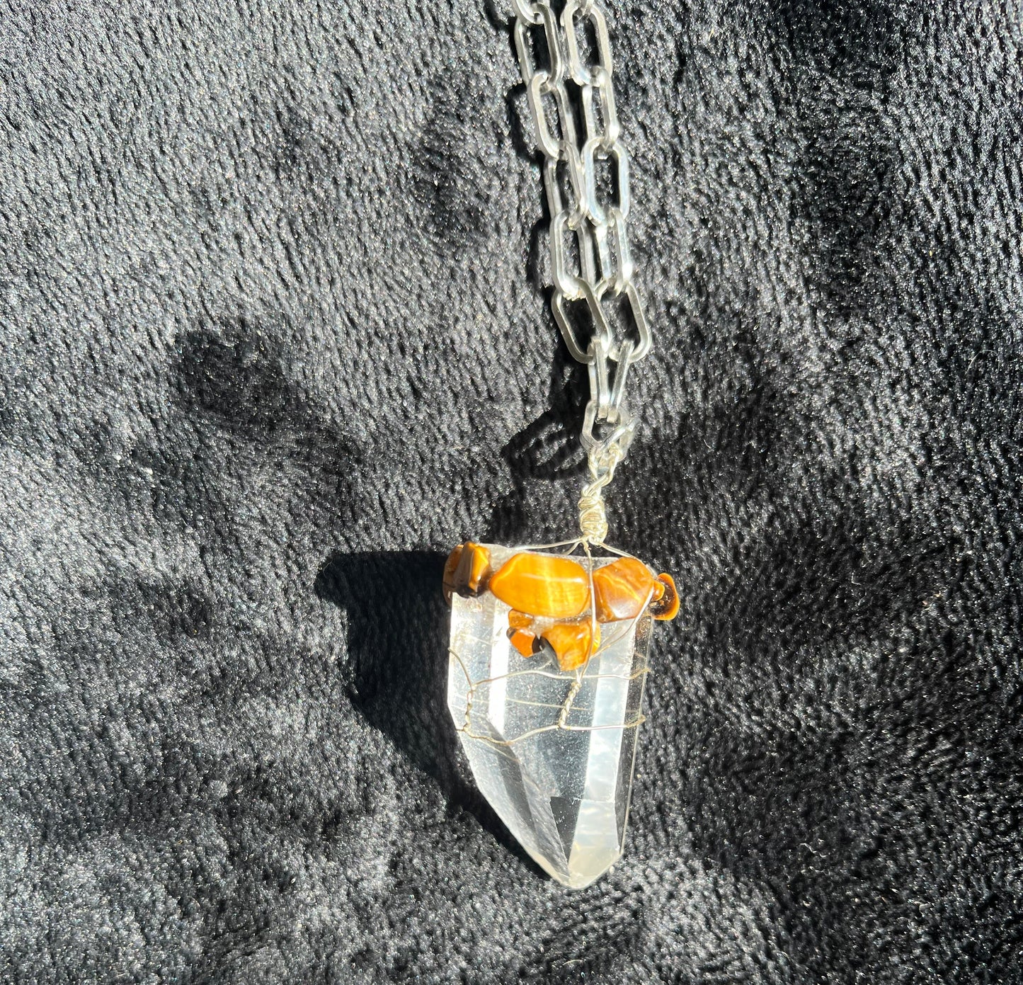 Arkansas Quartz - Tiger-eye Design Pendant