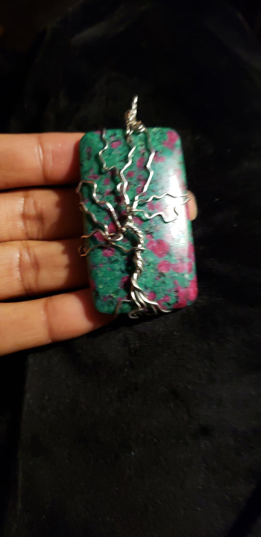 Tree of Life Ruby Zoistite Pendant - Various Unique Pendants