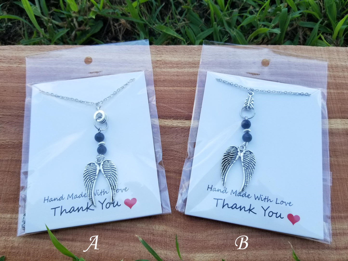 Angel Feathers Gem Design necklace Wilhelmina Creations