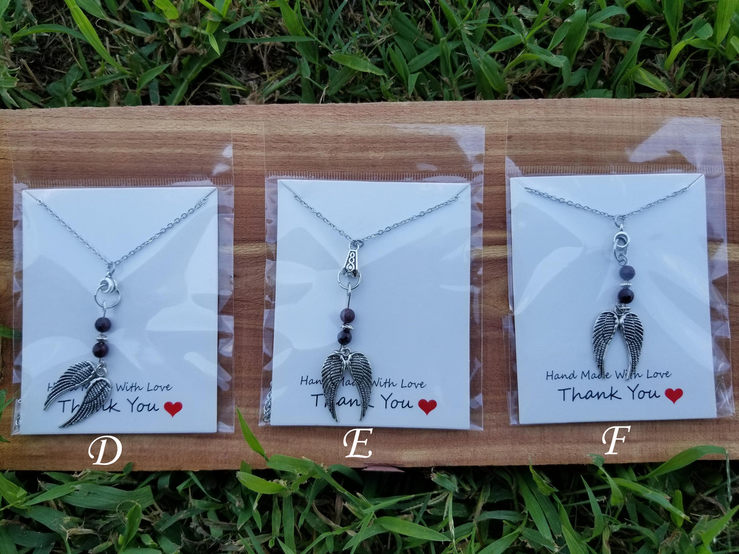 Angel Feathers Gem Design necklace Wilhelmina Creations