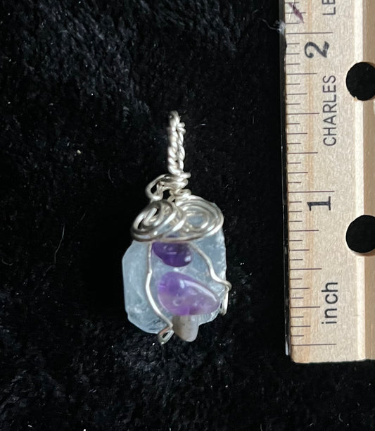 Angelite & Amethyst Design Pendant