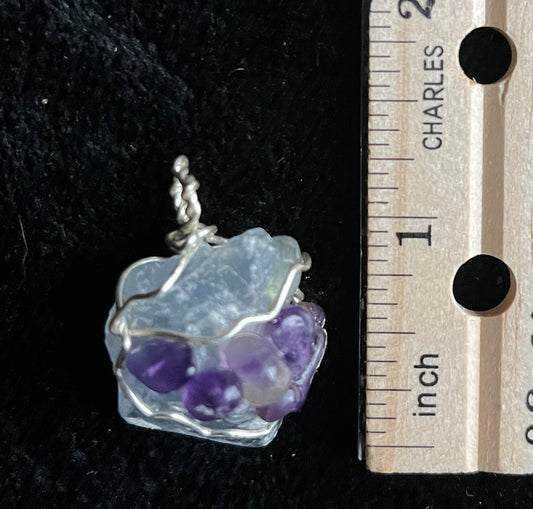 Angelite & Amethyst Design Pendant