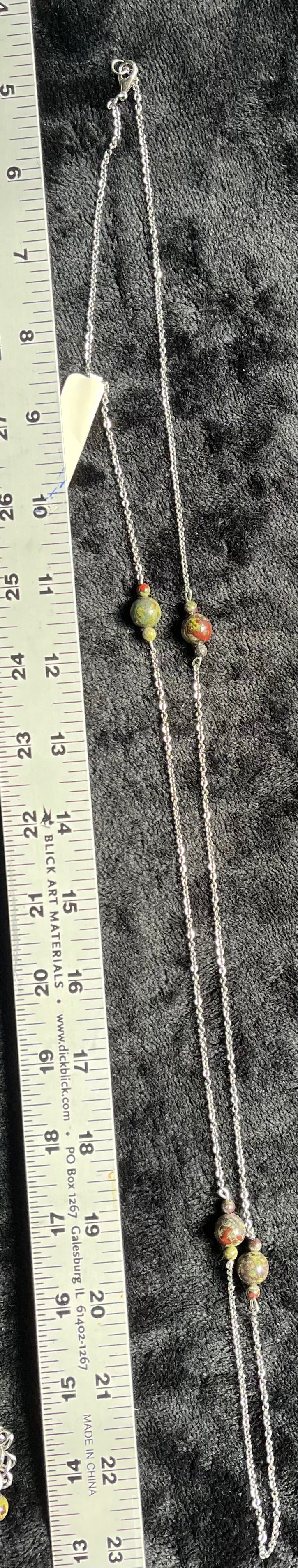 Semi-Gem Pendants with Long Stainless Steel Necklace Design- Wilhelmina Creations