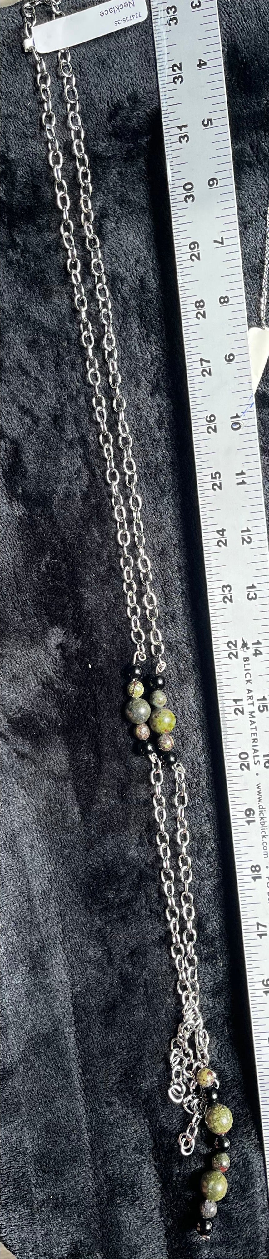 Semi-Gem Pendants with Long Stainless Steel Necklace Design- Wilhelmina Creations