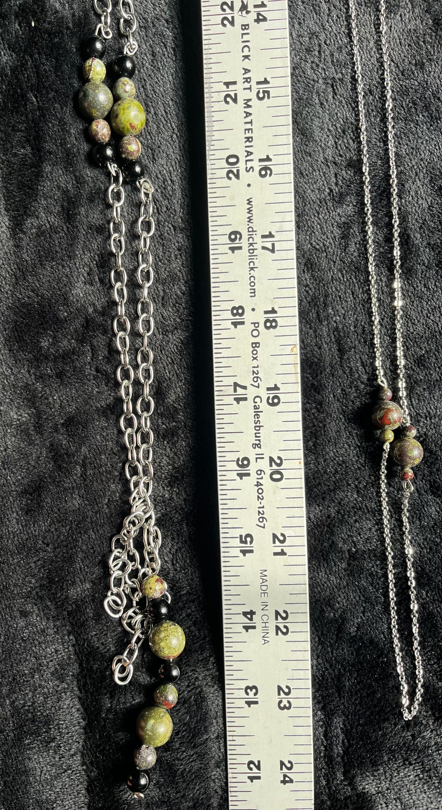 Semi-Gem Pendants with Long Stainless Steel Necklace Design- Wilhelmina Creations
