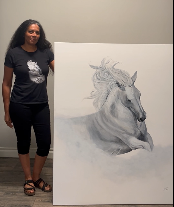 Bliss - White Horse Painting