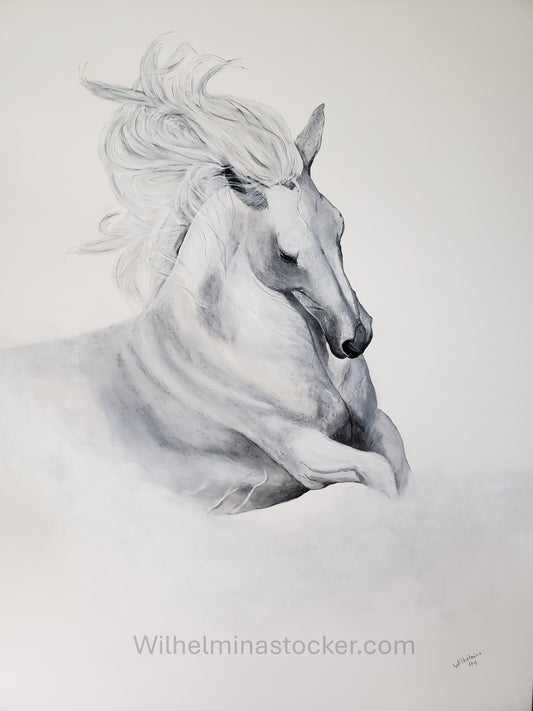 Bliss - White Horse Painting
