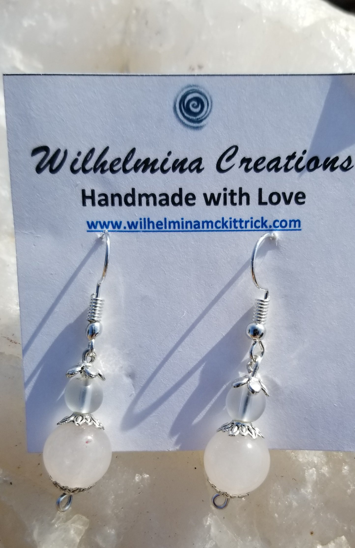 Rose Quartz and Clear Quartz stone Earrings