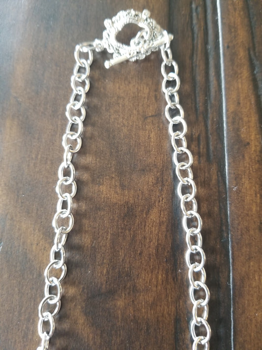 Agate slice Pendant Stainless steel necklace R