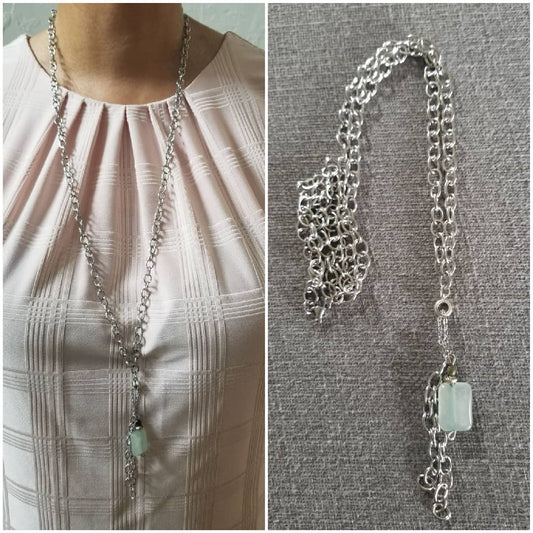 Semi-Gem Pendants with Long Stainless Steel Necklace Design- Wilhelmina Creations